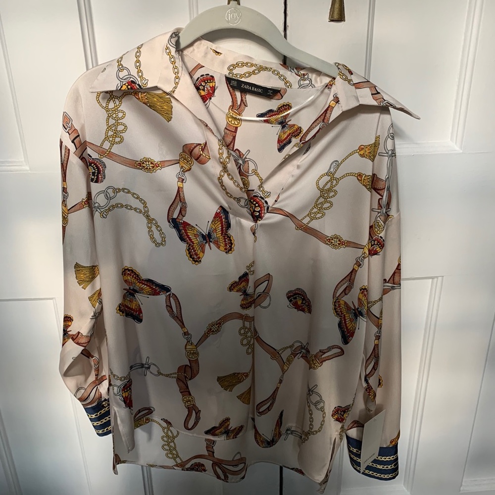 Zara Basic Butterfly Silk Top - XS NWT